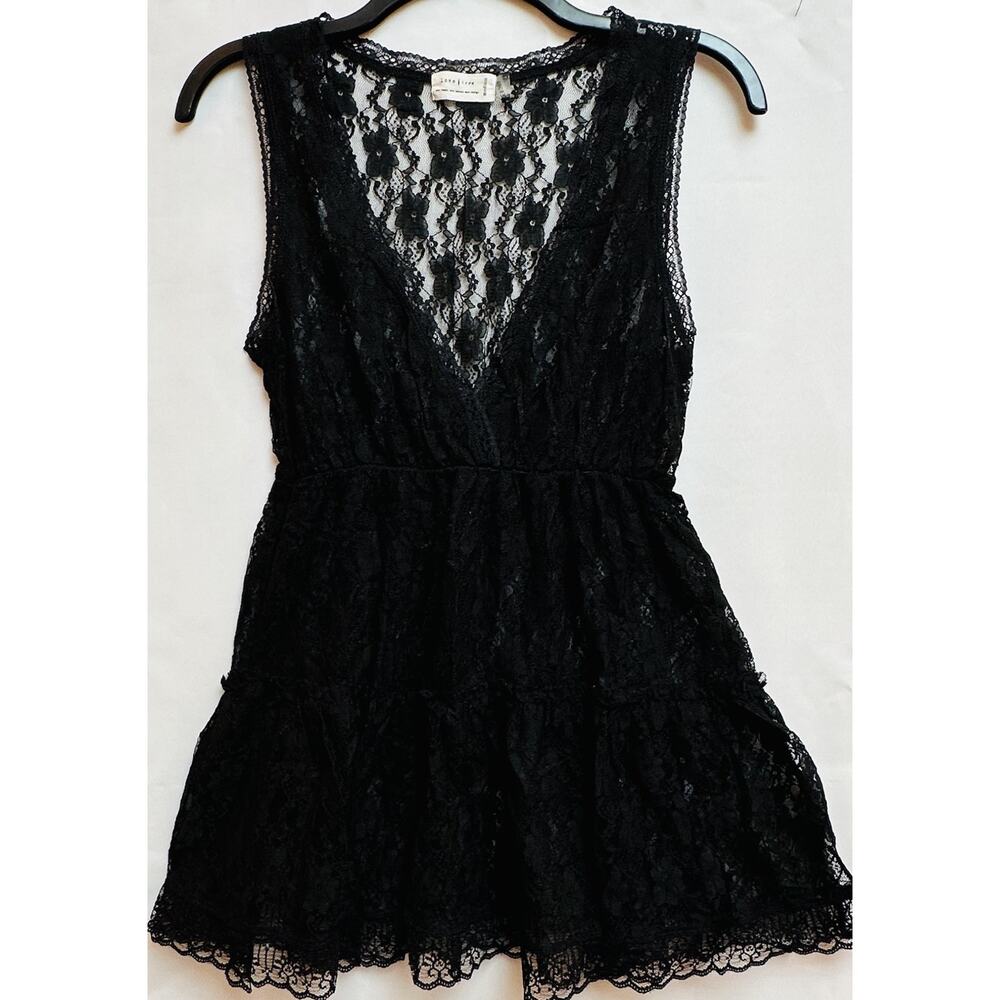Love Tree Women’s Black Sheer Lace Top - Size Medium Babydoll Stretch
